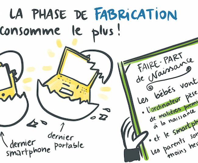 Faire-part de naissance d'un ordinateur et d'un smartphone